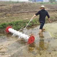 全新手拉式水稻直播機(jī) 8-10行水稻點(diǎn)播機(jī) 水田玉米小麥播種機(jī)